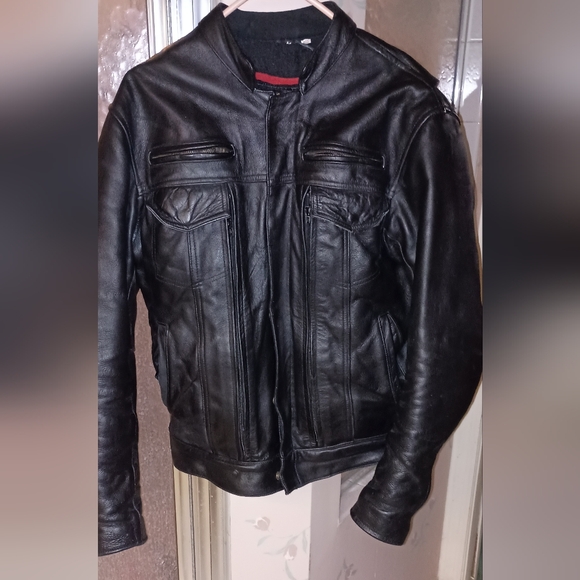 Men's Commuter Premium Natural Buffalo Armor Motorcycle Leather Biker Jacket M